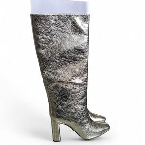 Metallic Gold Knee-High Boots